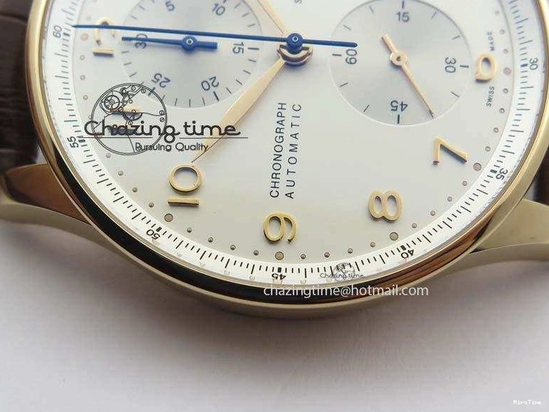 MIROTIME 0416 Portuguese Chrono RG IW371480 ZF 1:1 Best Edition White Dial On Brown Leather Strap A7750 V HighPerformance 7266